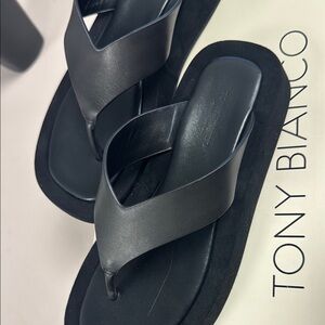 Tony Bianco Black Leather Sandals